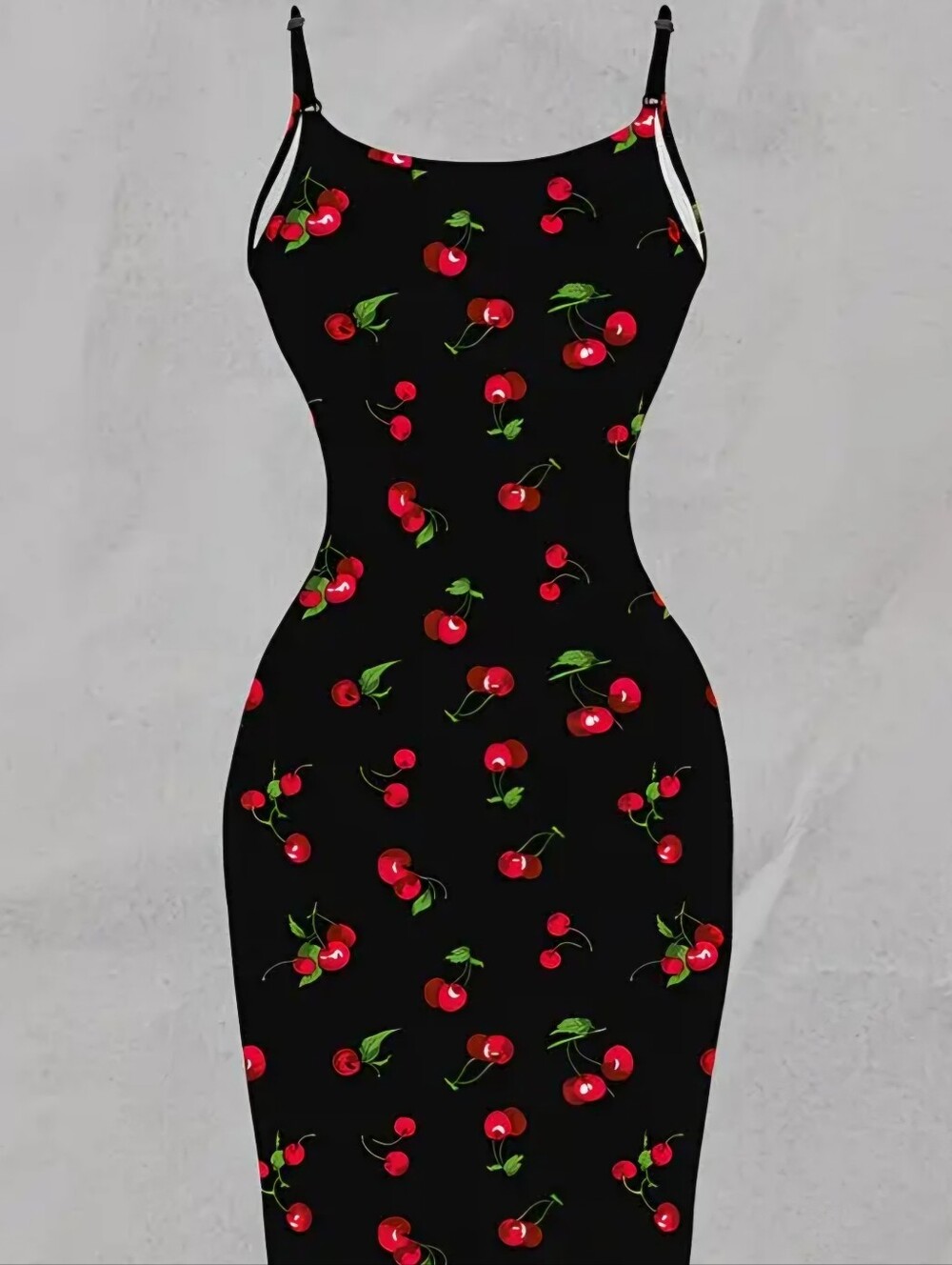 XL Black Cherry Print Bodycon Dress